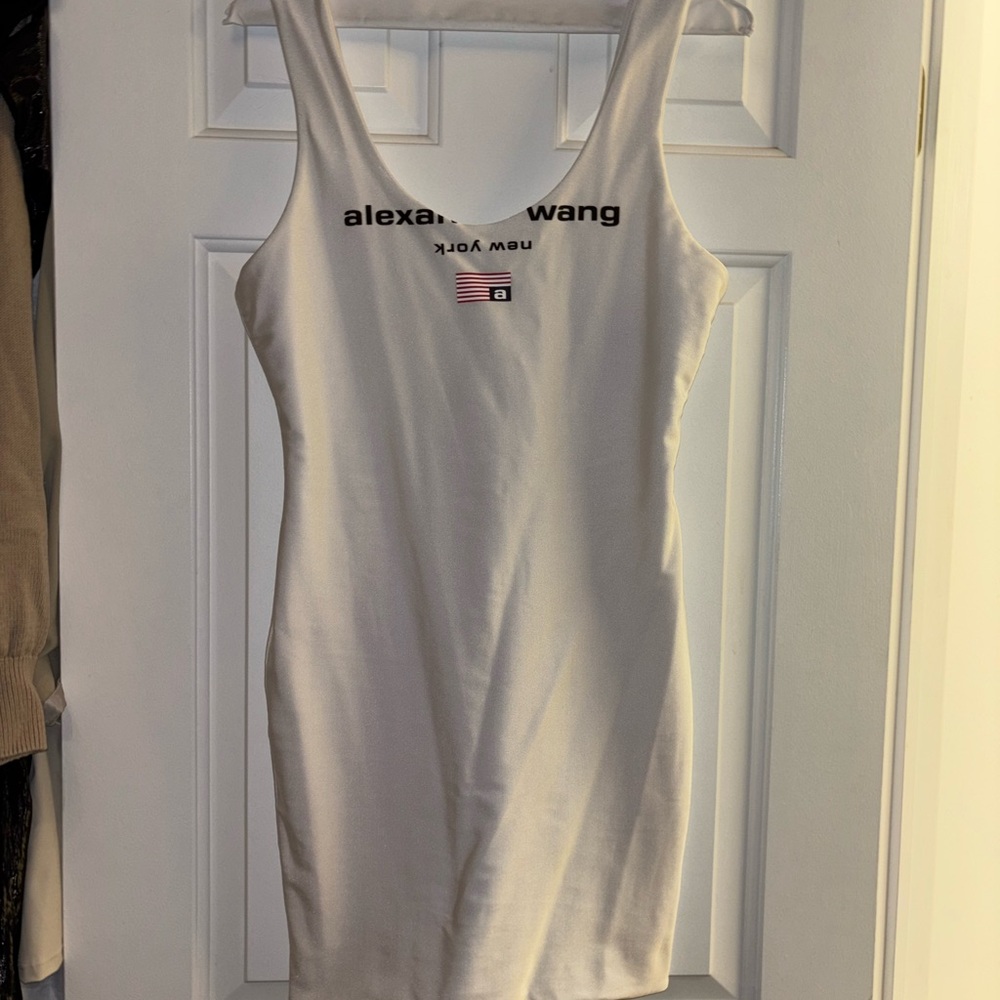 Alexander Wang Cream Graphic Tank Dress